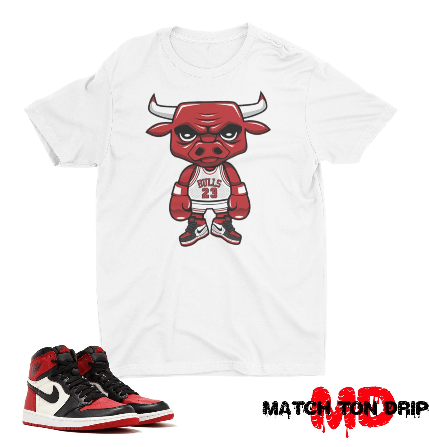 BENNY THE BULLS T-SHIRTS JORDAN 1 BRED TOE
