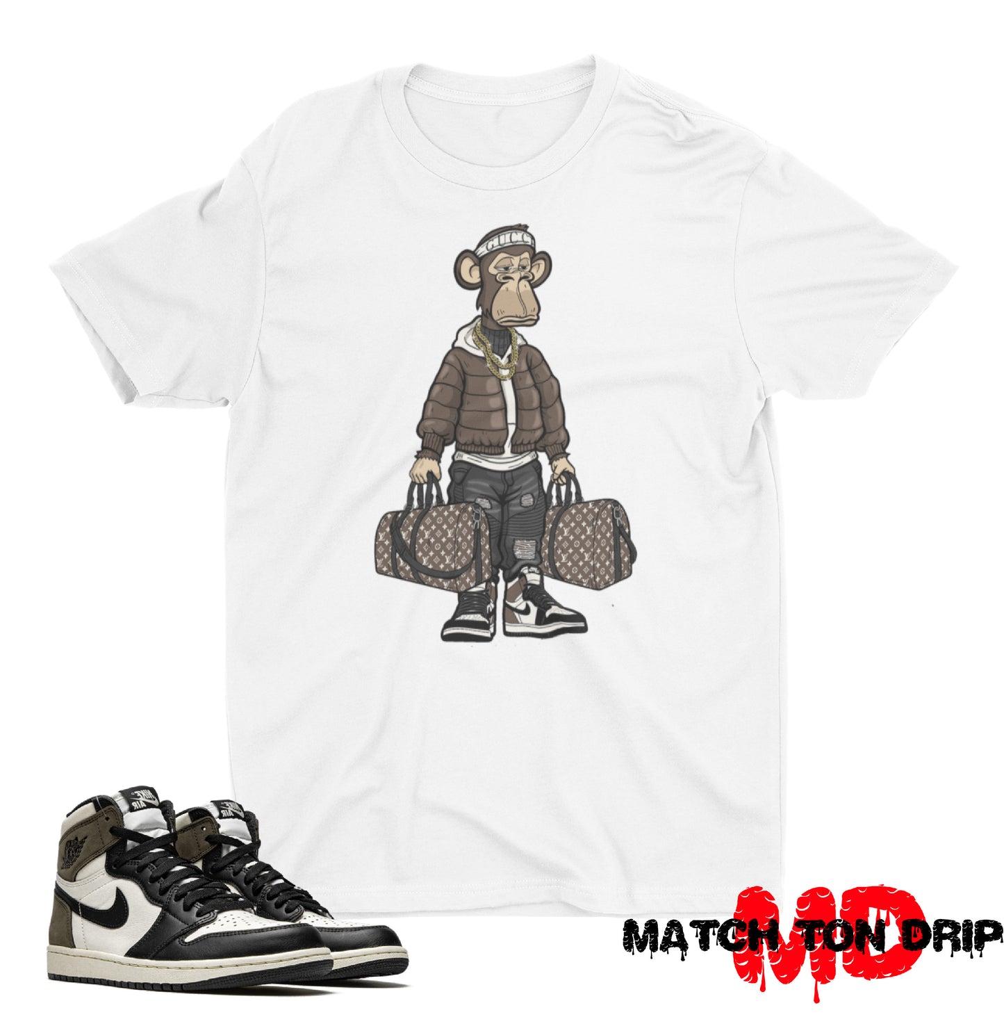 BORED APE T-SHIRTS JORDAN 1 MOCHA