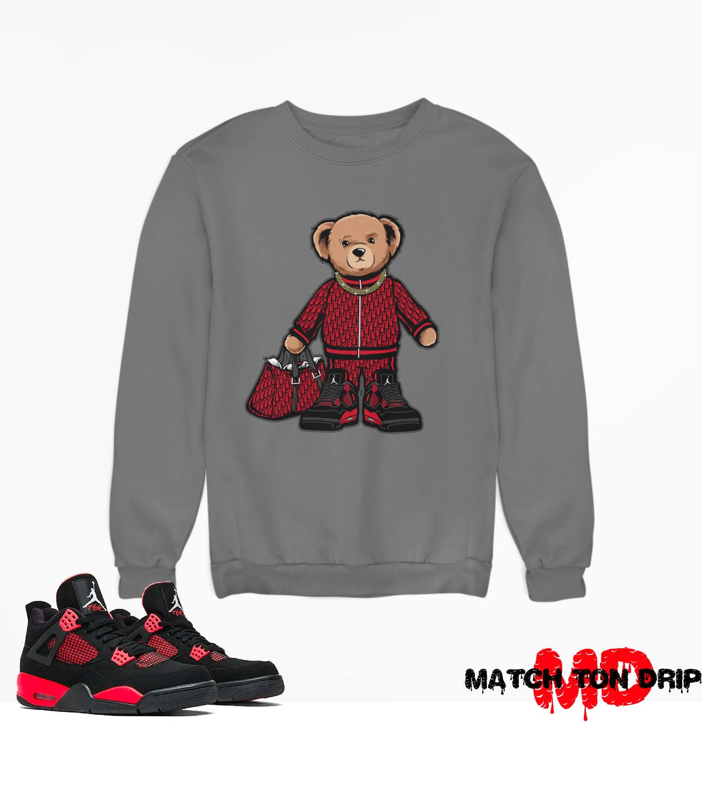 TEDDY BEAR DRIPPY CREWNECKS JORDAN 4 THUNDER