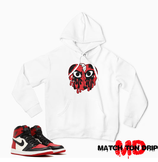 CRYING HEART HOODIES JORDAN 1 BRED TOE