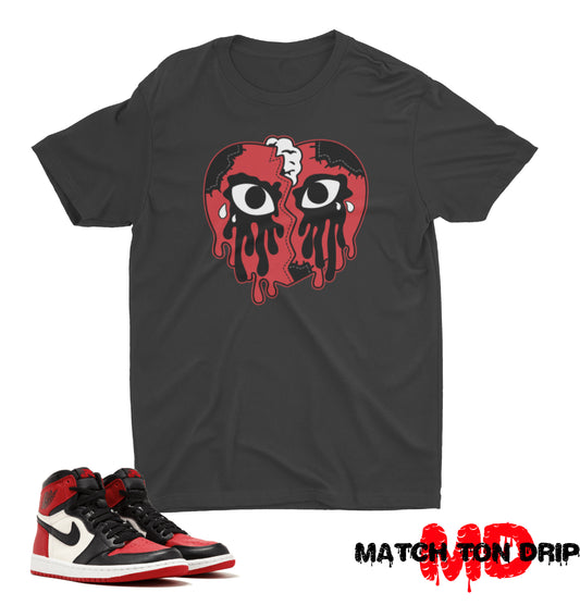 CRYING HEART T-SHIRTS JORDAN 1 BRED TOE
