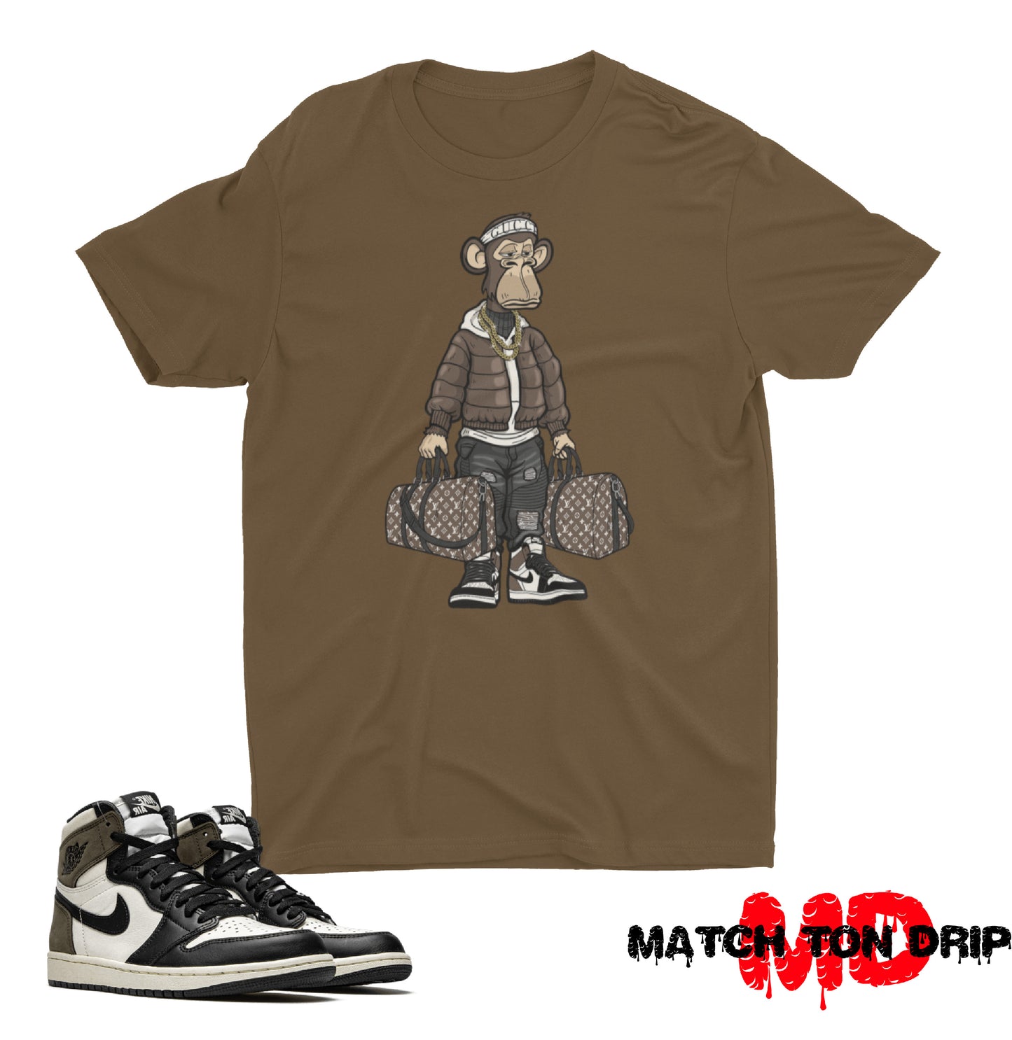 BORED APE T-SHIRTS JORDAN 1 MOCHA
