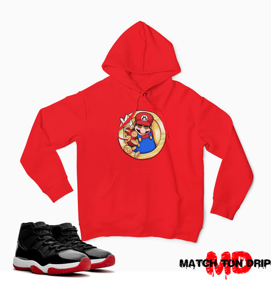 MARIO COIN BAE HOODIES JORDAN 11 BRED