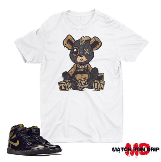 MISFIT TRAPPIN T-SHIRTS JORDAN 1 RETRO BLACK METALLIC GOLD