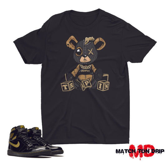 MISFIT TRAPPIN T-SHIRTS JORDAN 1 RETRO BLACK METALLIC GOLD